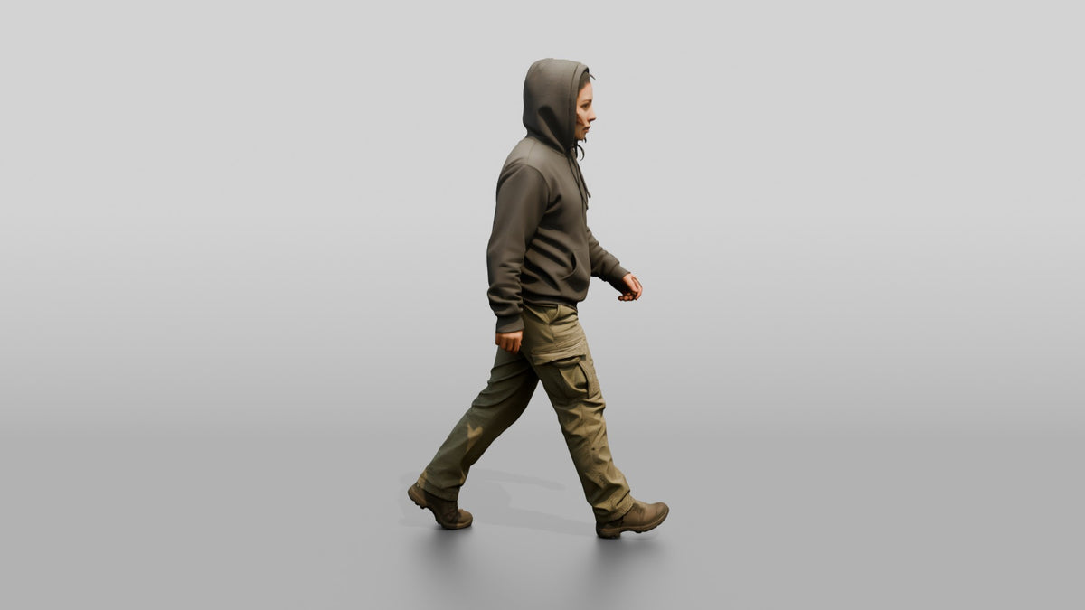 Central American Female Walking - 3D character model, view 2