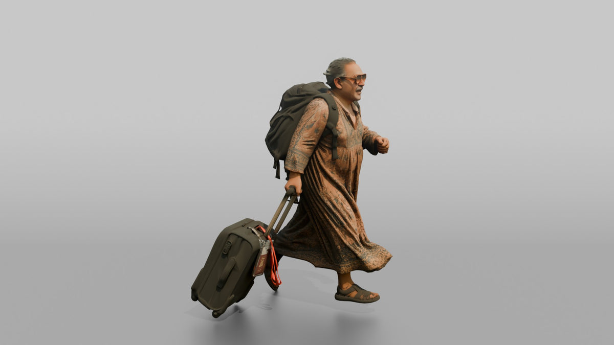 Traveler Jogging Late For A Flight - 3D character model, view 1