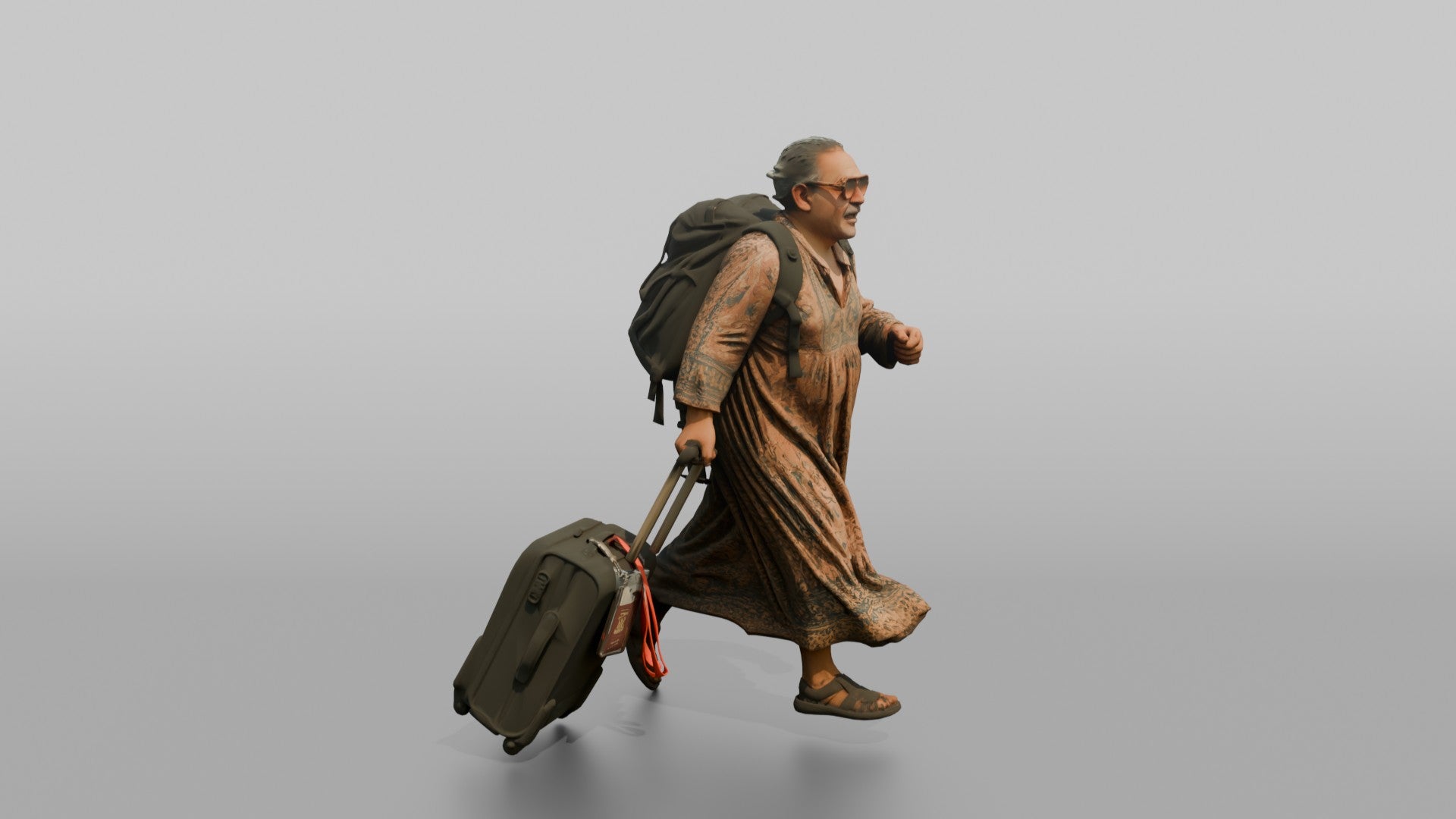 Traveler Jogging Late For A Flight