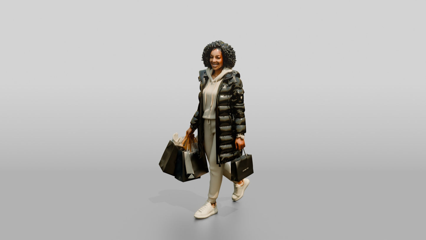 African-American Woman in Winter Puffer Coat