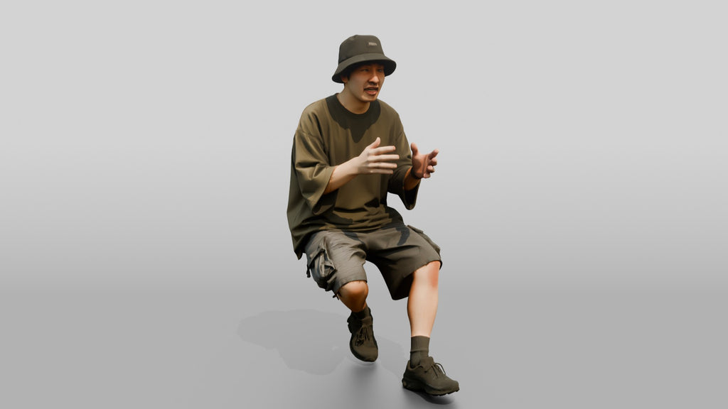 Man Gesturing in Oversized Streetwear