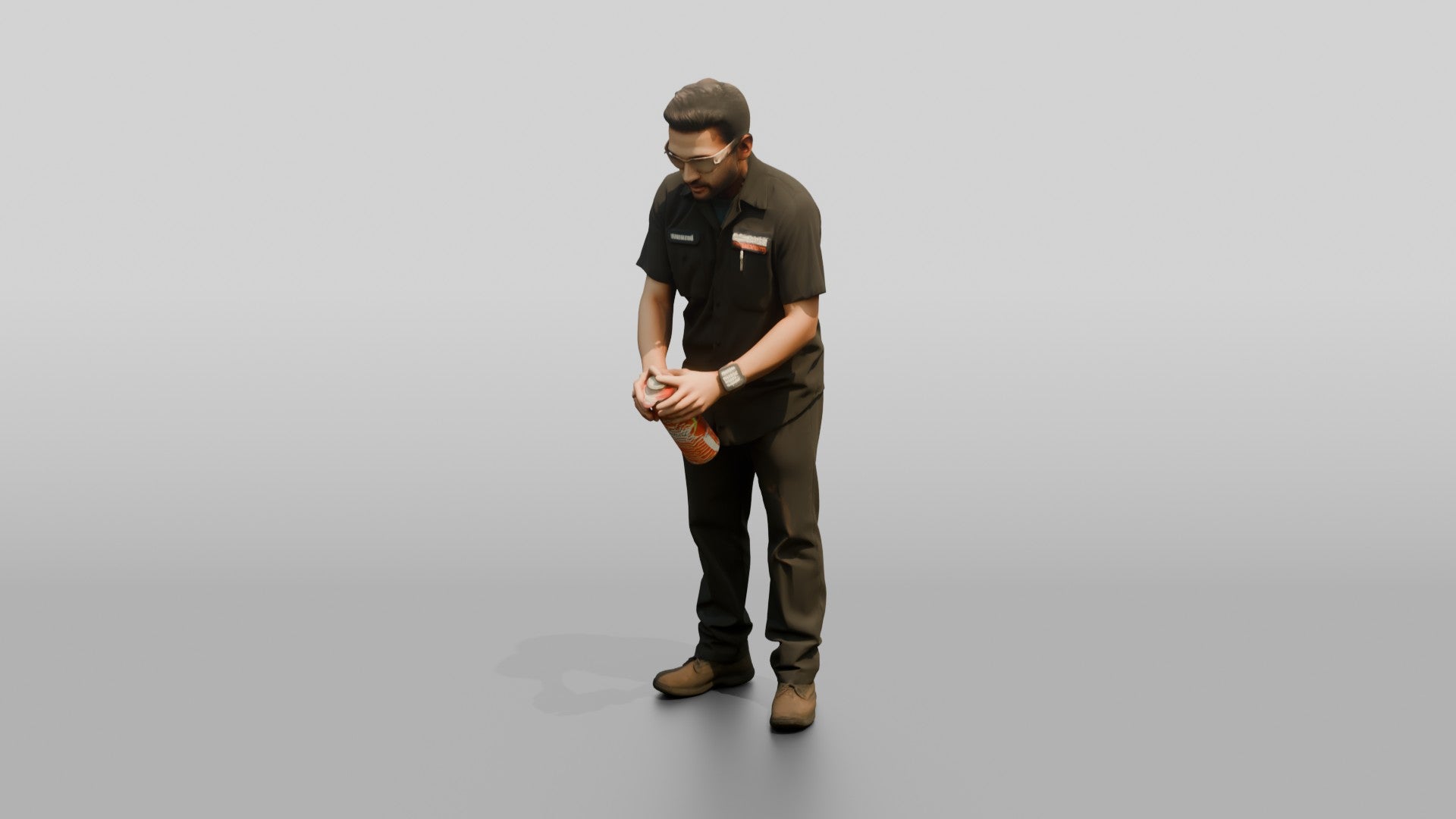Mechanic Spraying Brake Cleaner