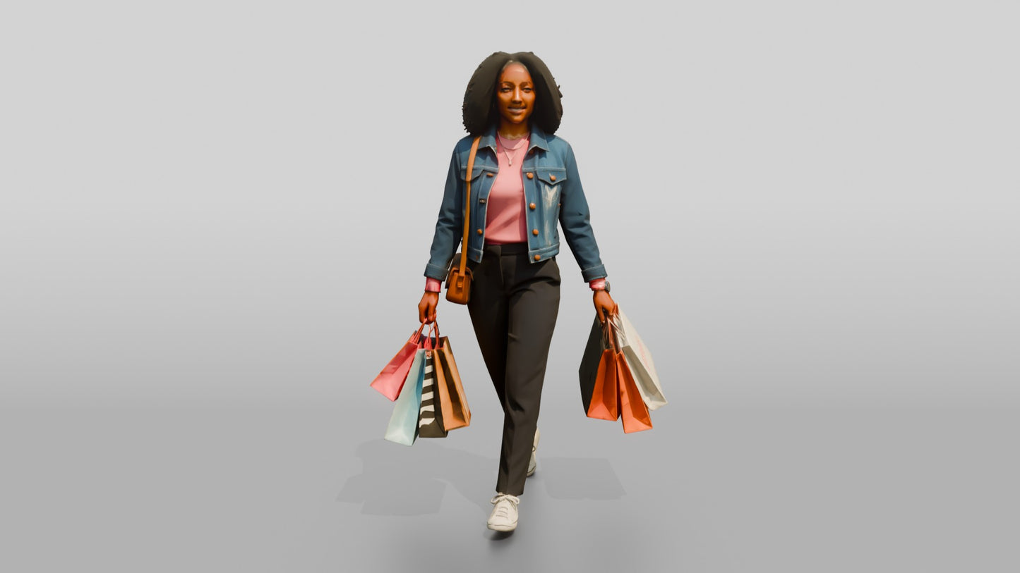 Afro-Latina Woman in Cropped Denim Jacket