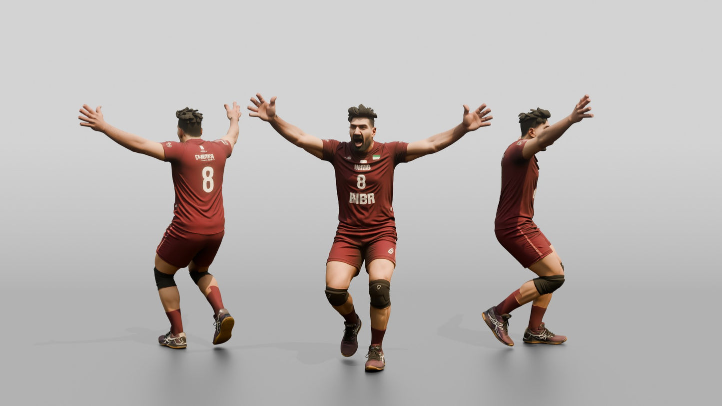 Middle Eastern Male Volleyball Player in Maroon Kit