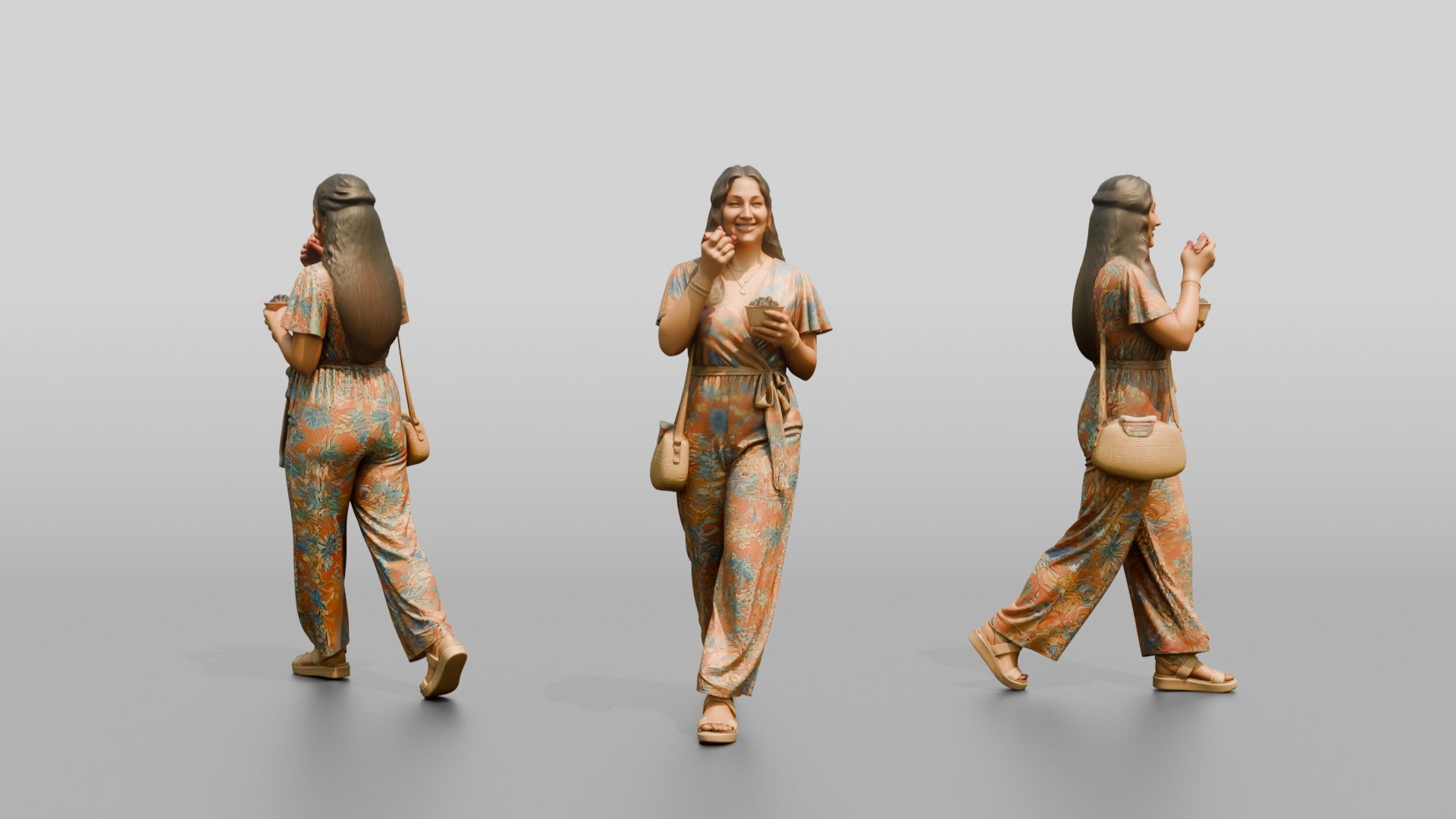 Plus-Size Young Lebanese Woman in a Summer Jumpsuit