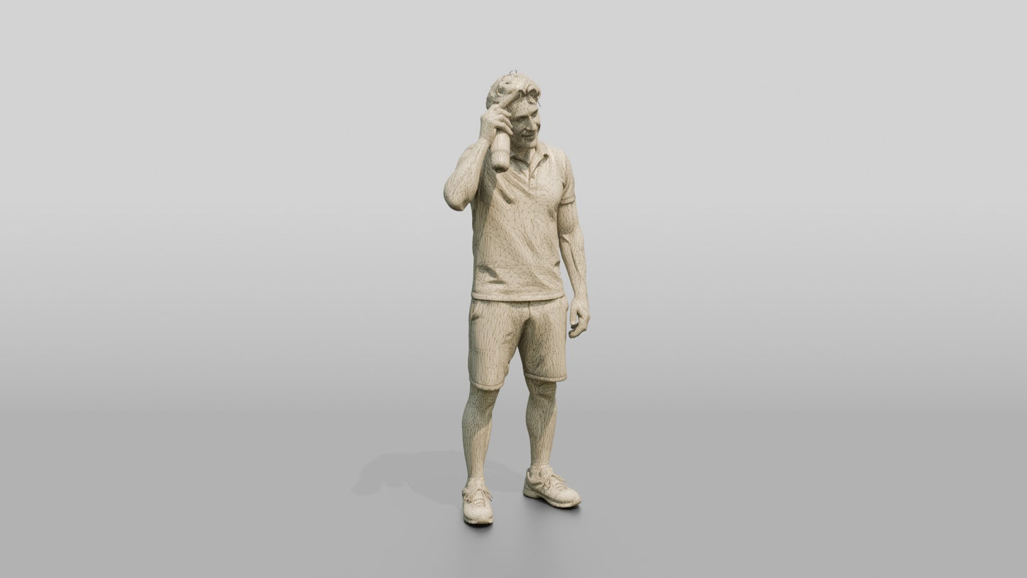 Tall Muscular Italian Man Holding a Cold Water Bottle