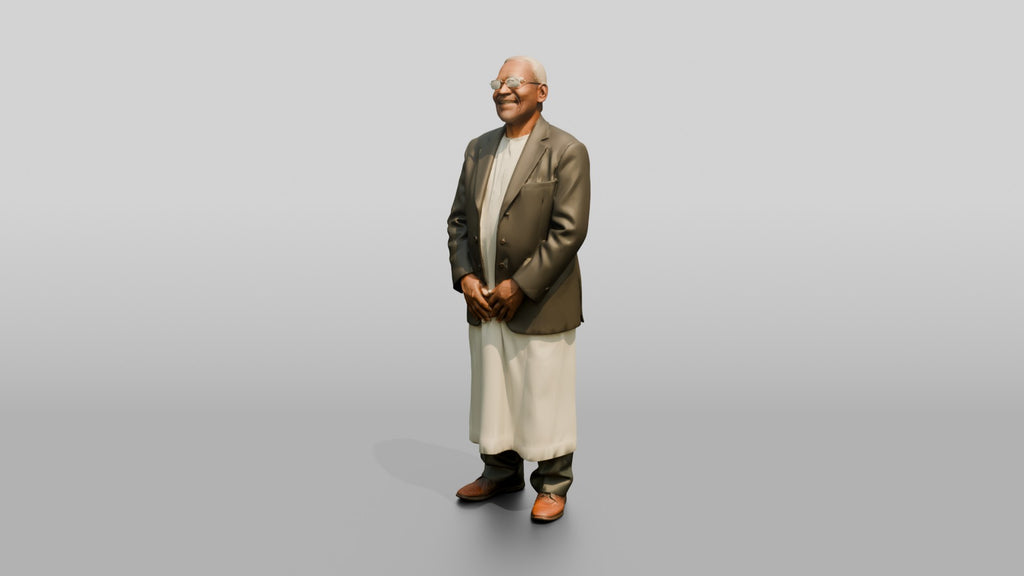 Elderly African Man in a Tweed Jacket Laughing
