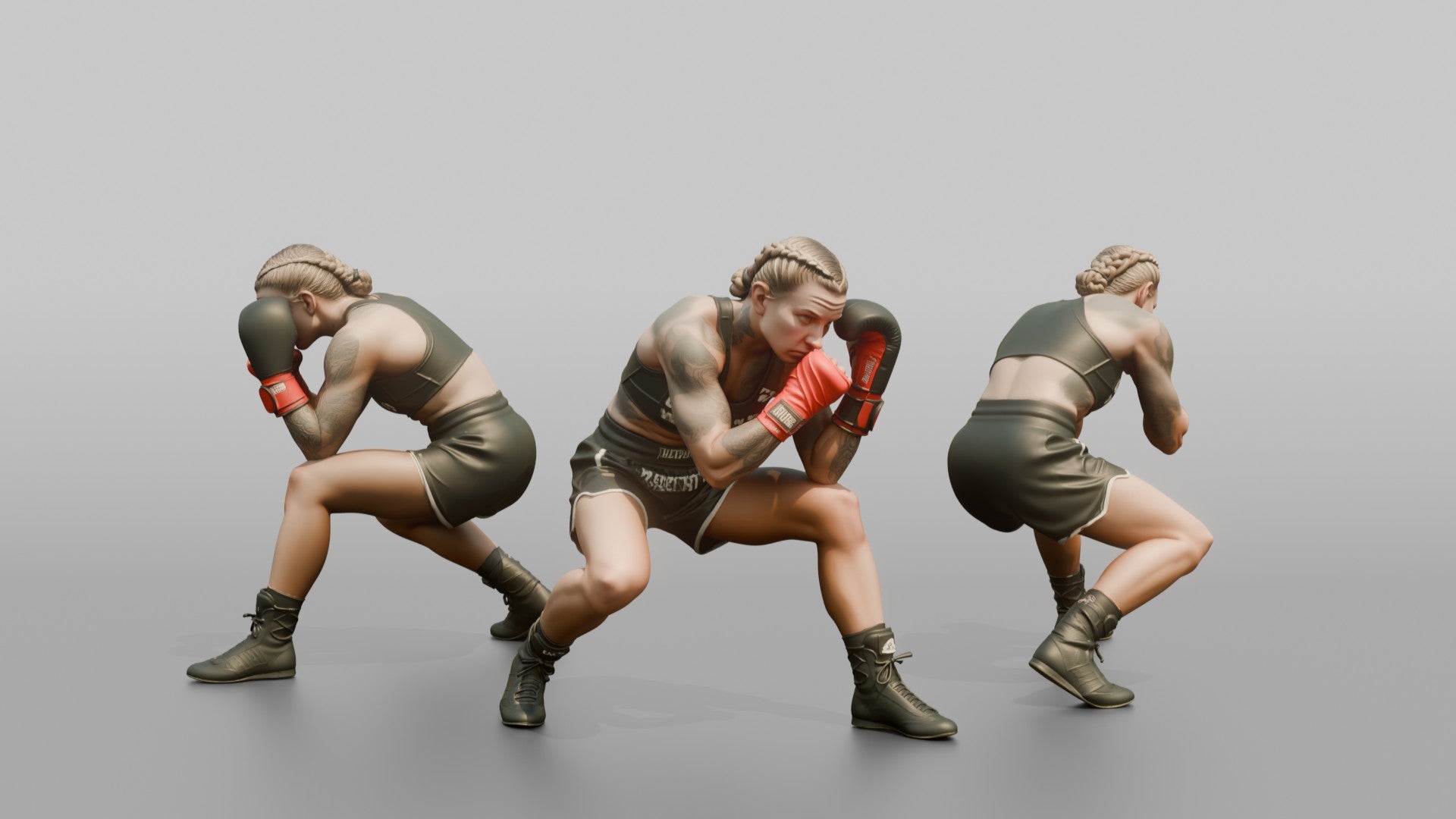 Boxer Low Ducking Weave Defensive Stance