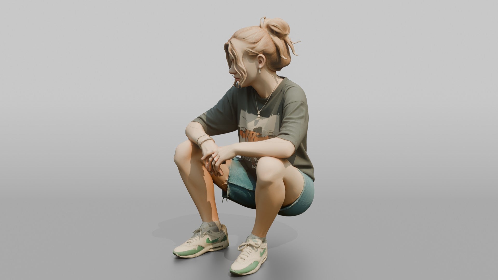 Teenager Sitting on a Curb in Streetwear