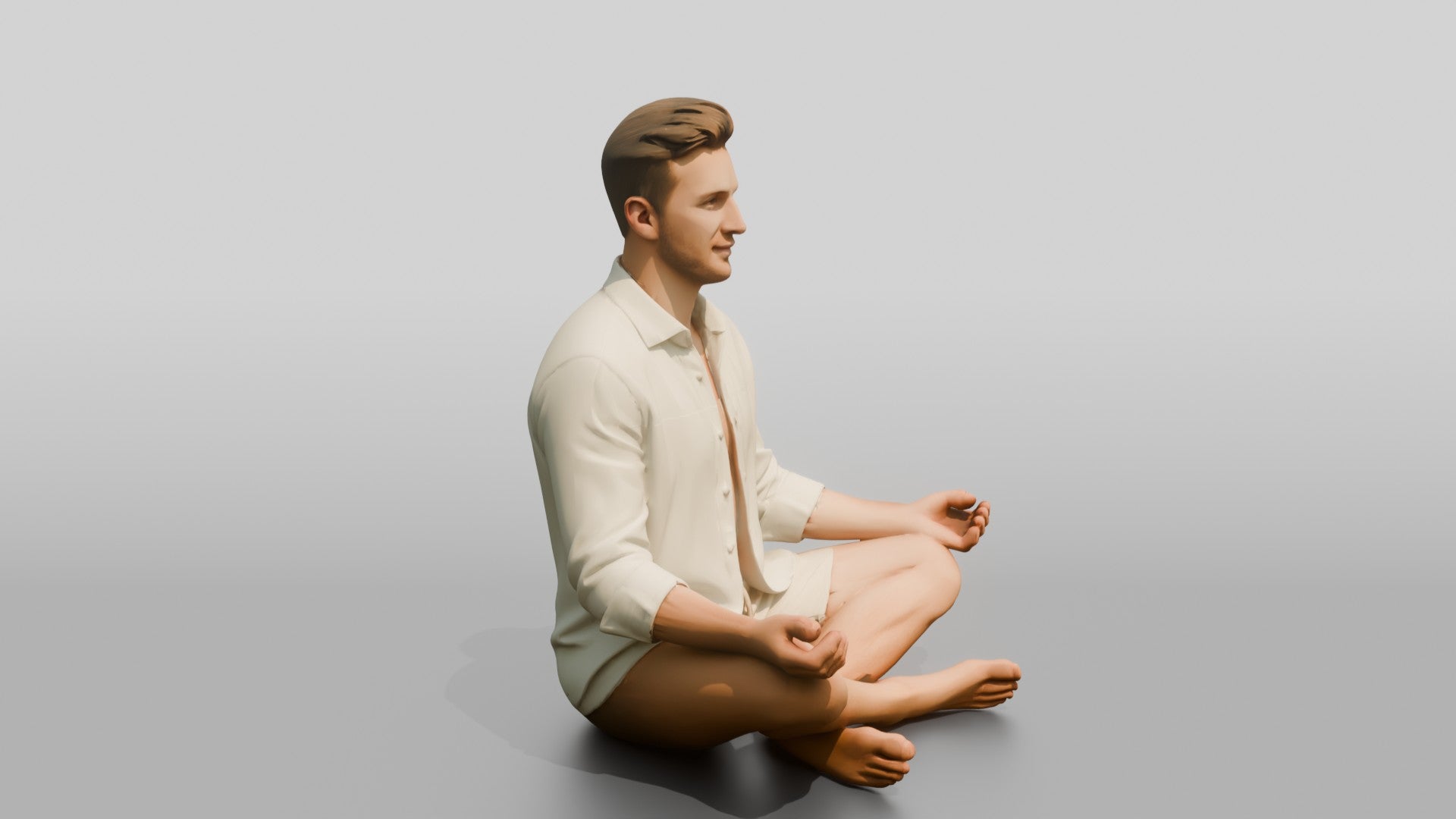 Man Meditating Cross-Legged