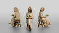 Woman Holding a Palm Leaf on a Chair