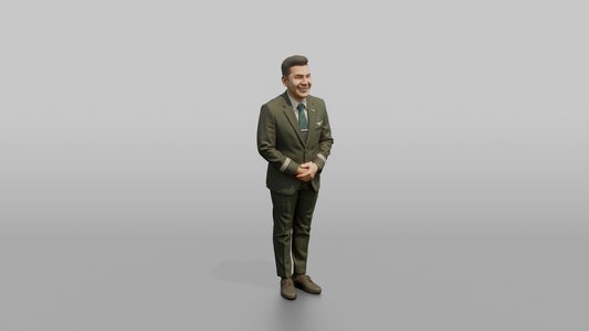 Caucasian Flight Attendant Carrying a Child's Toy - 3D character model, view 1