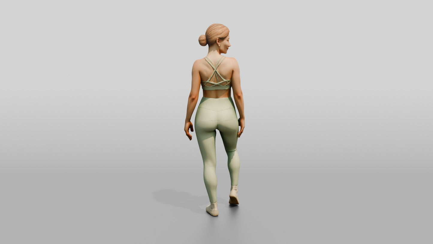 Blonde Woman Standing in Mint Green Activewear