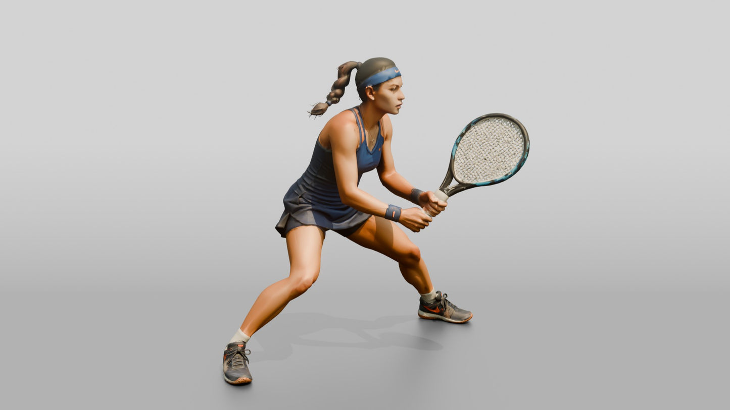 Female Tennis Player Split-Stepping for a Return