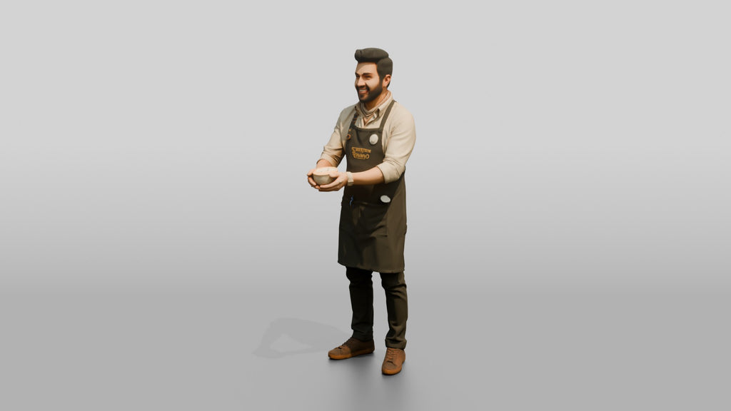 South Asian Barista Proudly Holding Coffee Cup
