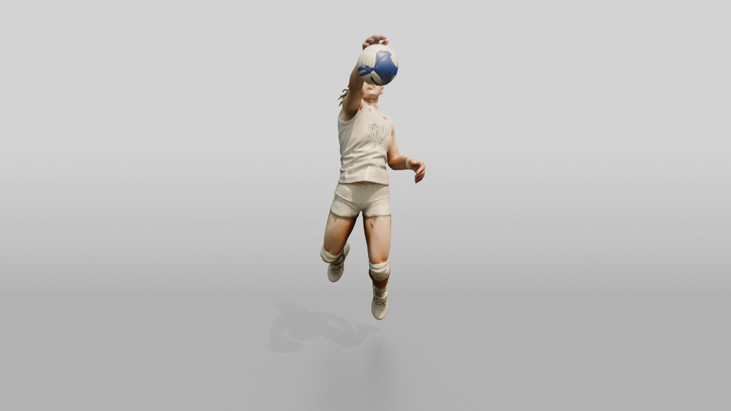 Southeast Asian Female Volleyball Player in All-white Uniform
