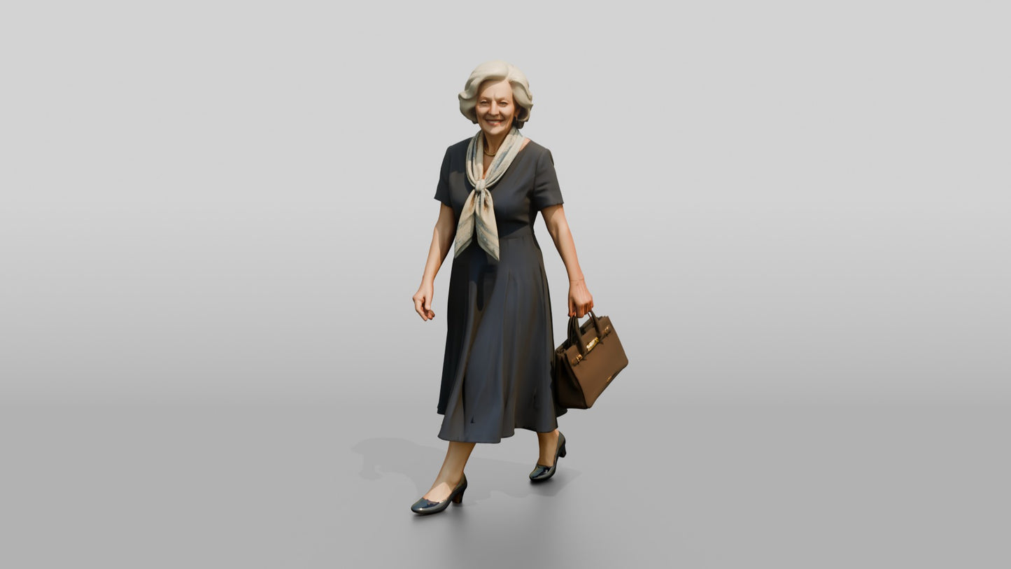Elderly Curvy Italian Woman Holding an Elegant Handbag