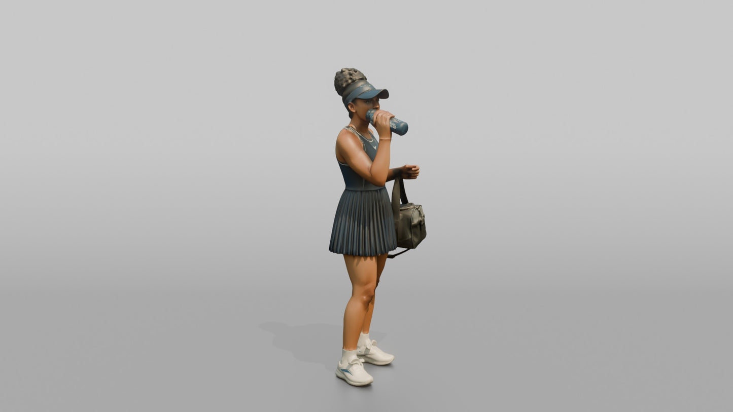 Vacationer Wearing Athletic Tennis Dress And Visor