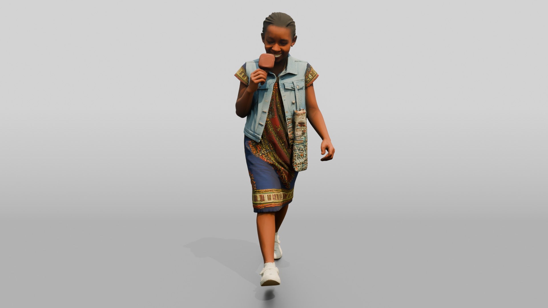 African Girl Eating an Ice Cream Bar