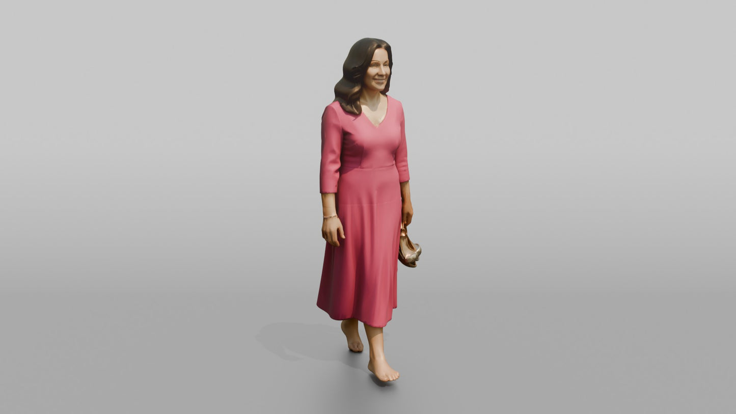 Wedding Guest Walking Barefoot, Holding Her Heels