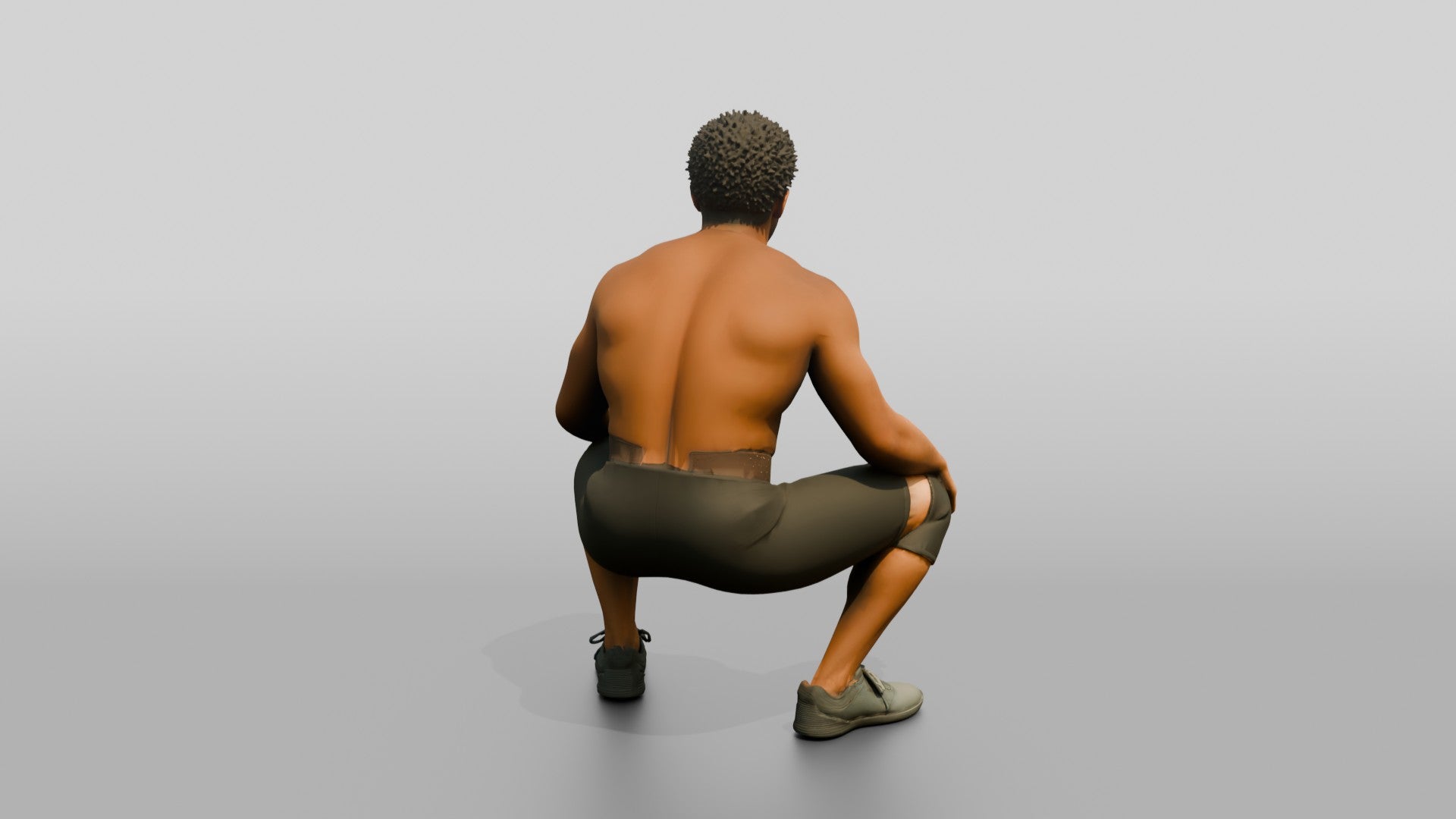 Man in Deep Squat Stance