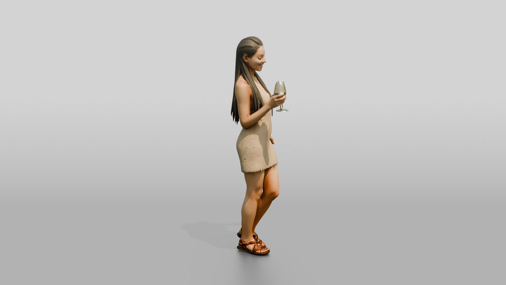 Woman with a Cocktail in a Short Dress
