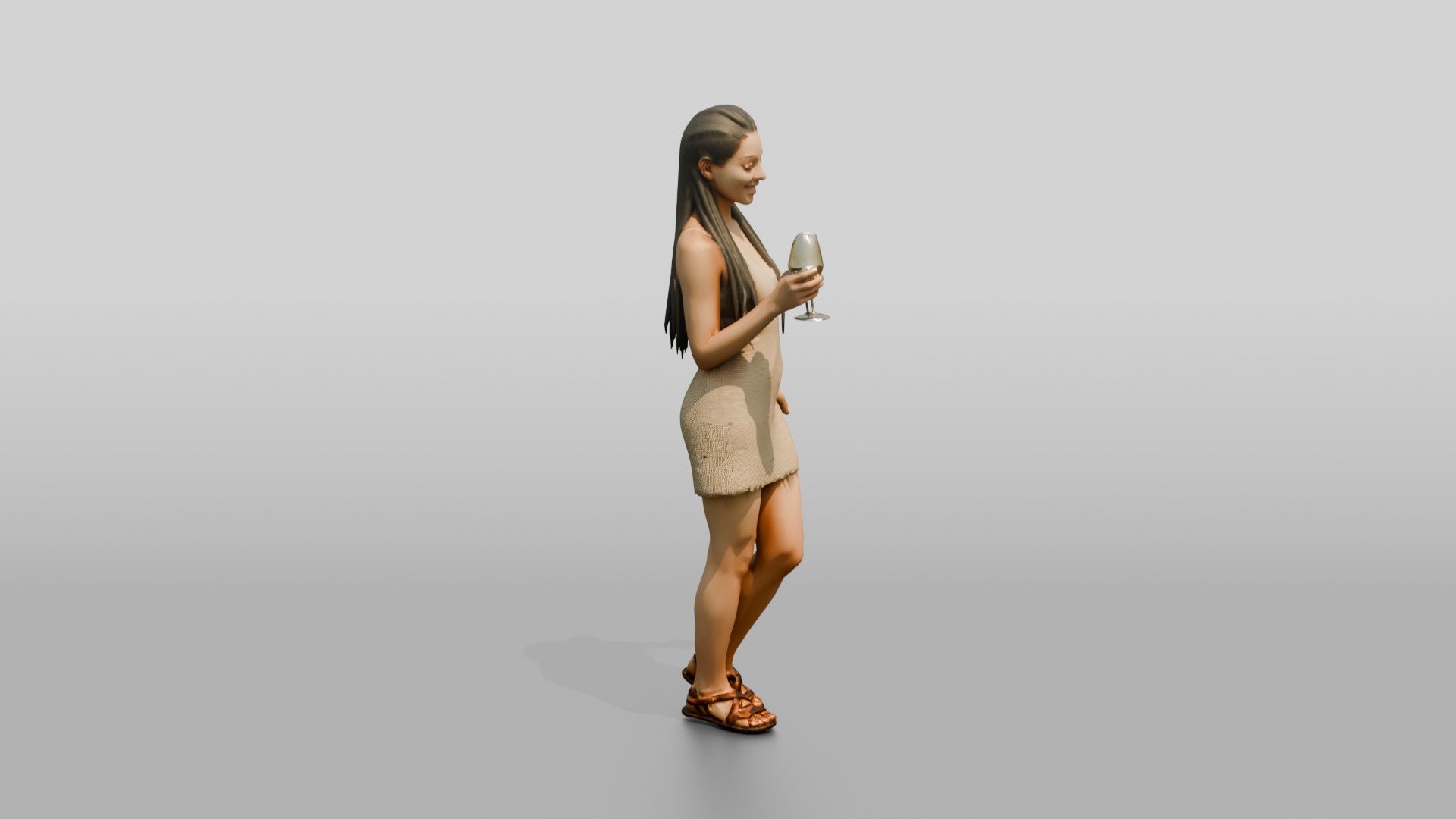 Woman with a Cocktail in a Short Dress