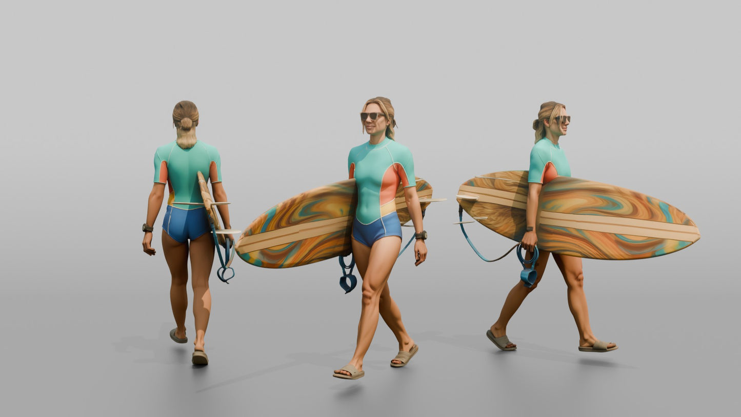 Surfer Walking Gracefully in a Wetsuit