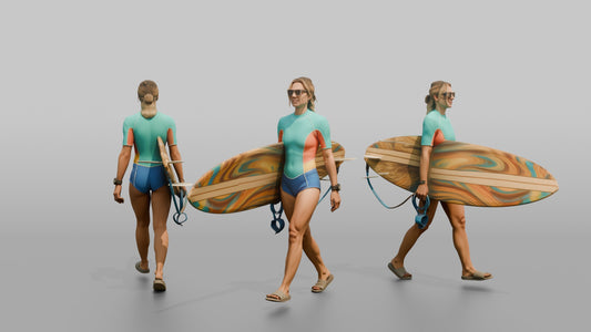 Surfer Walking Gracefully in a Wetsuit