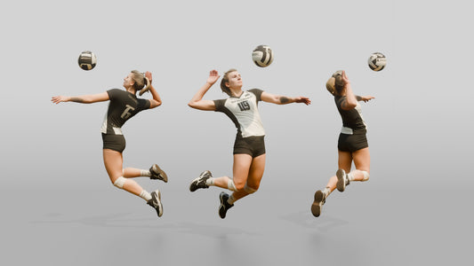 Caucasian Female Volleyball Player in Black and White Jersey