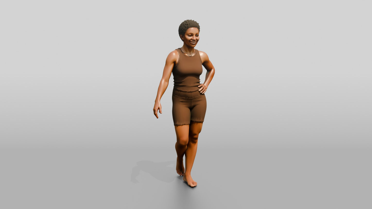 Black Woman in Brown Activewear with Hand on Hip