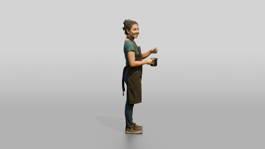 Latina Barista Steaming Milk at Espresso Machine