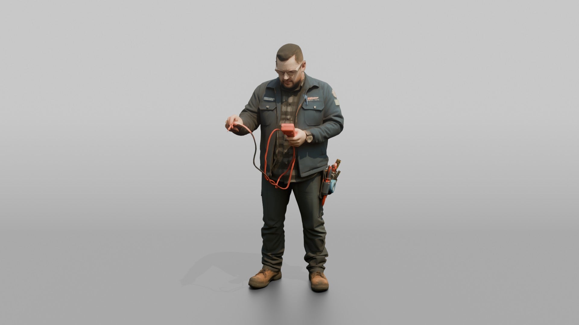 Electrical Engineer Testing Wires with a Multimeter