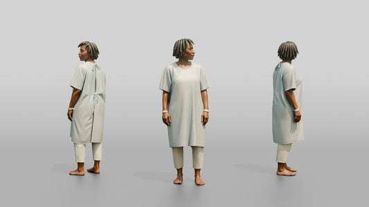 Woman Patient Standing in a Hospital Gown