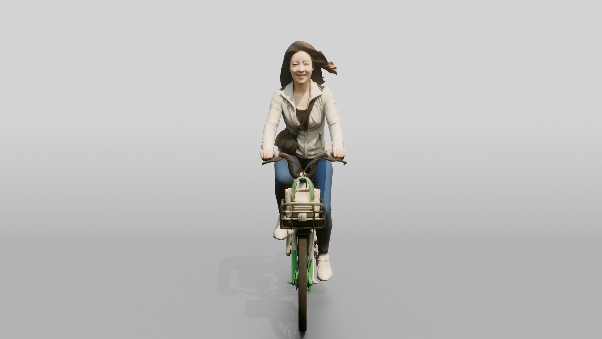 Chinese Woman Riding a Bicycle