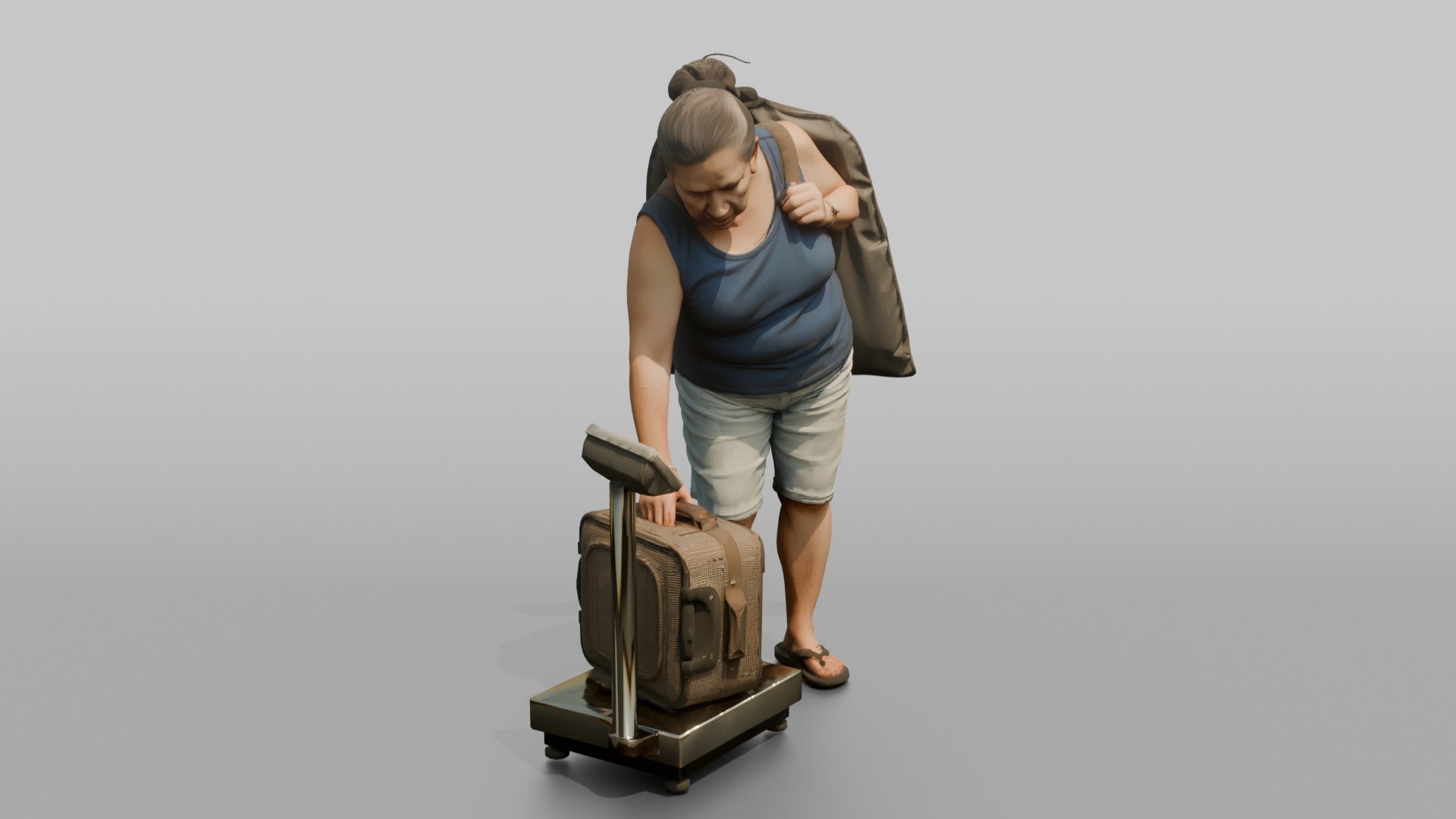 Traveler Weighing Her Suitcase