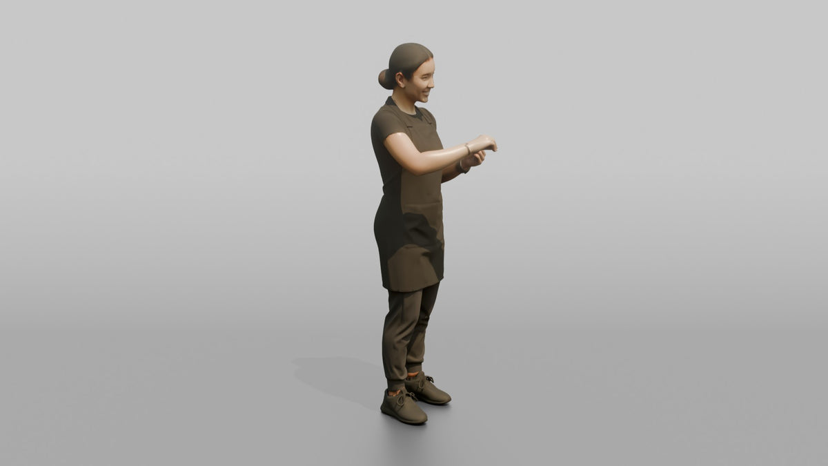 Nail Technician Man Gesturing With Hands As If Filing Nails - 3D character model, view 2