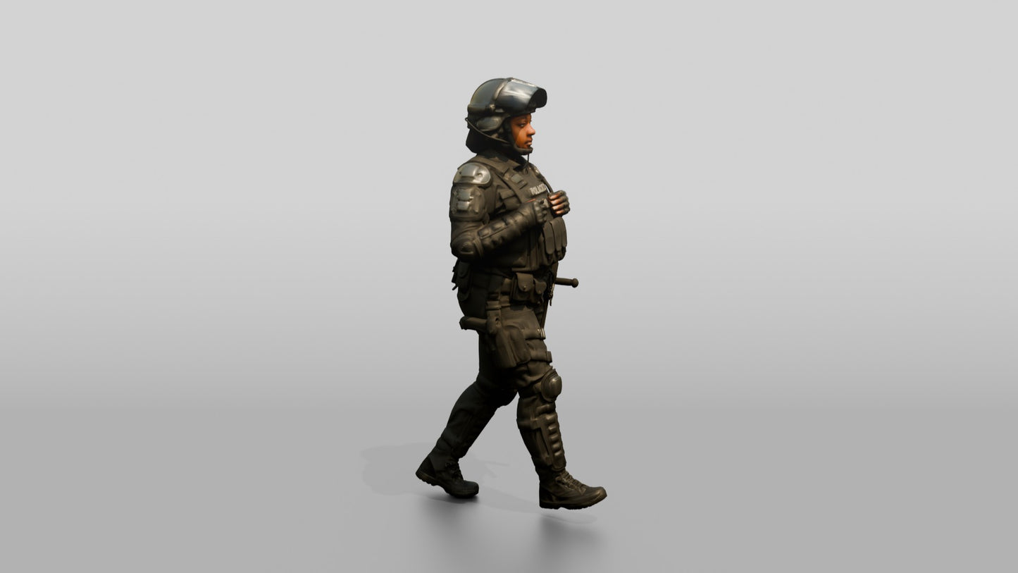 Riot Police Officers Walking on Patrol
