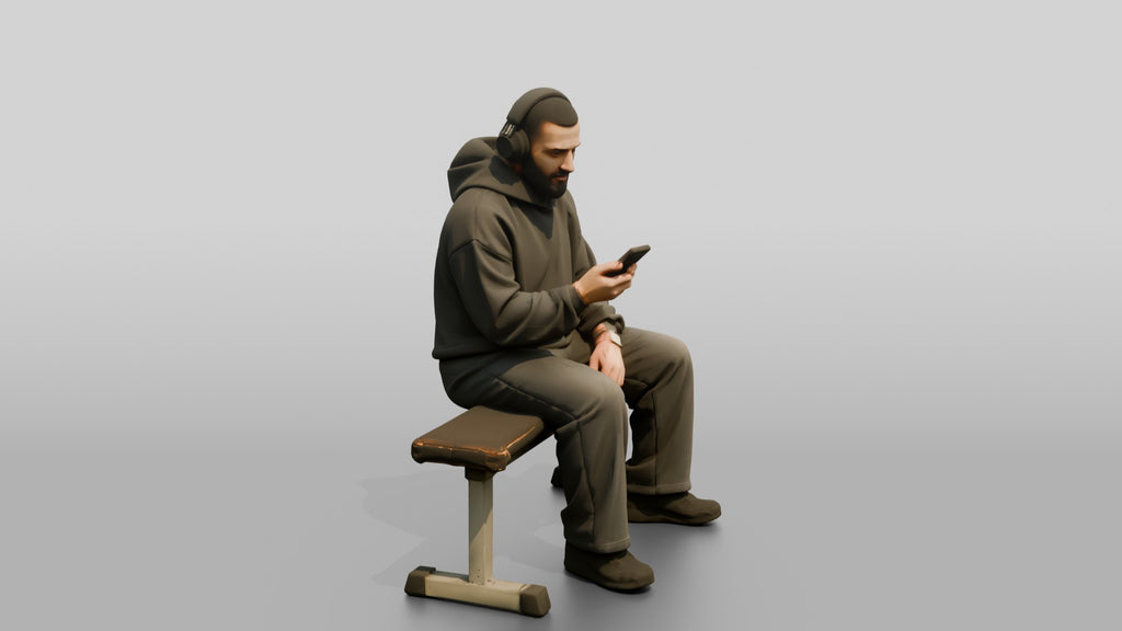 Man Sitting Upright on Weight Bench