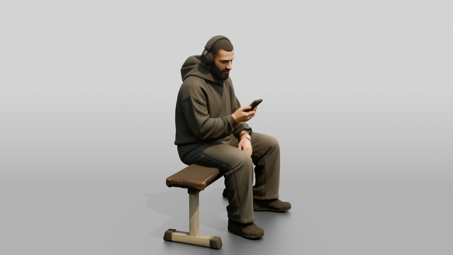 Man Sitting Upright on Weight Bench