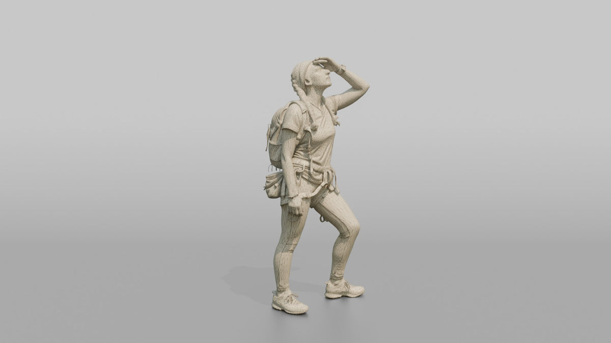 Scrambler Looking Up at an Overhead Wall - wireframe topology preview