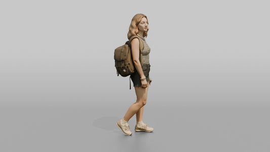 Vacationer Wearing Striped Tank Top - 3D character model, view 1
