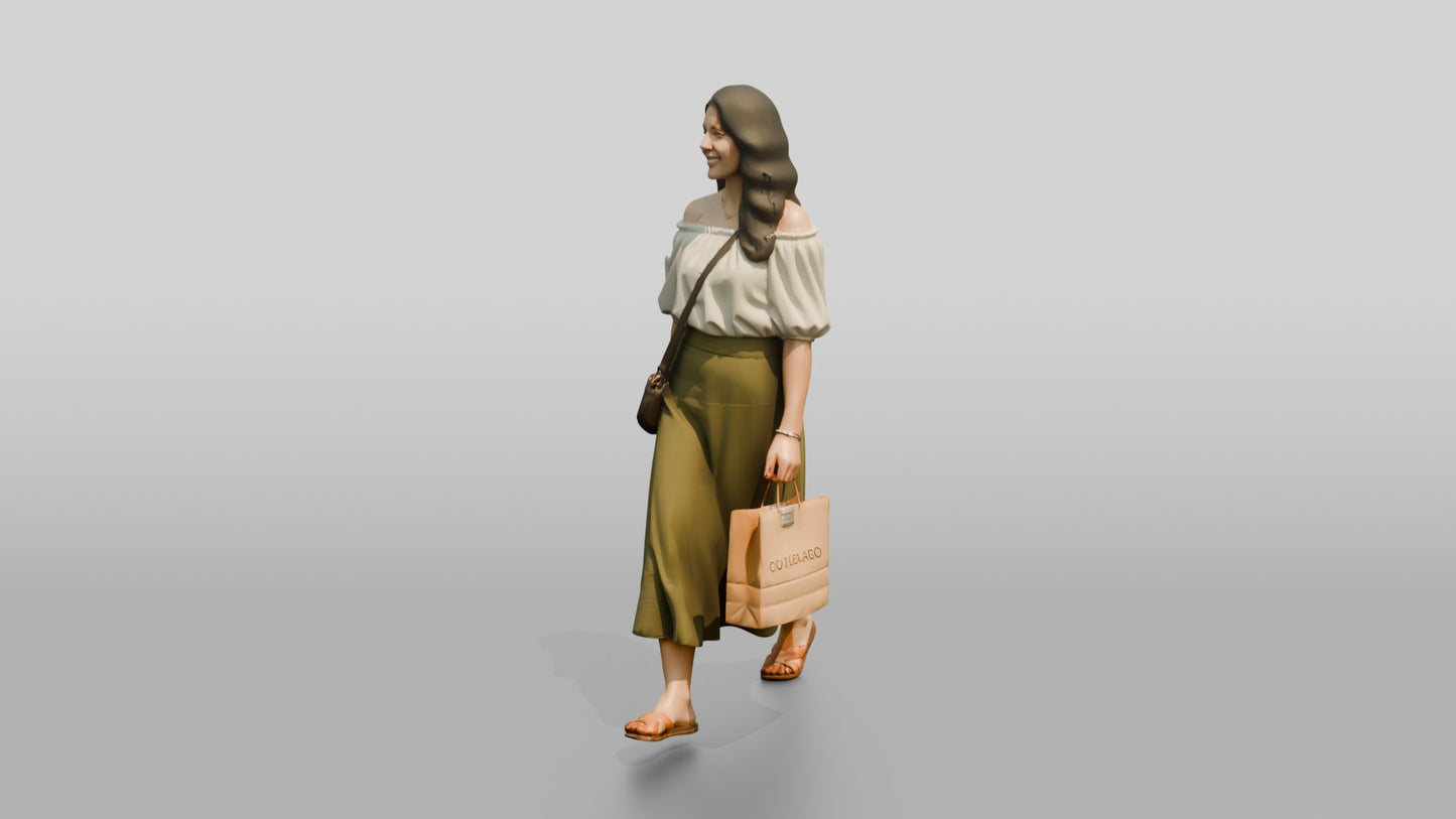 Slender Croatian Woman Carrying a Leather Purse