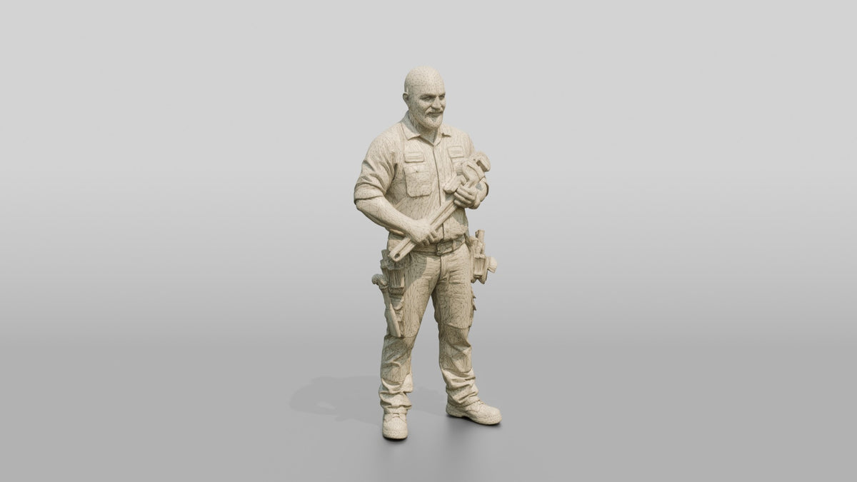 Construction Worker Man 93 - wireframe topology preview