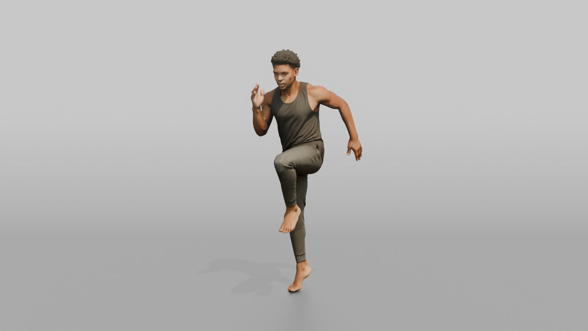 Fitness Influencer Man Doing A High Knee In Place - 3D character model, view 5