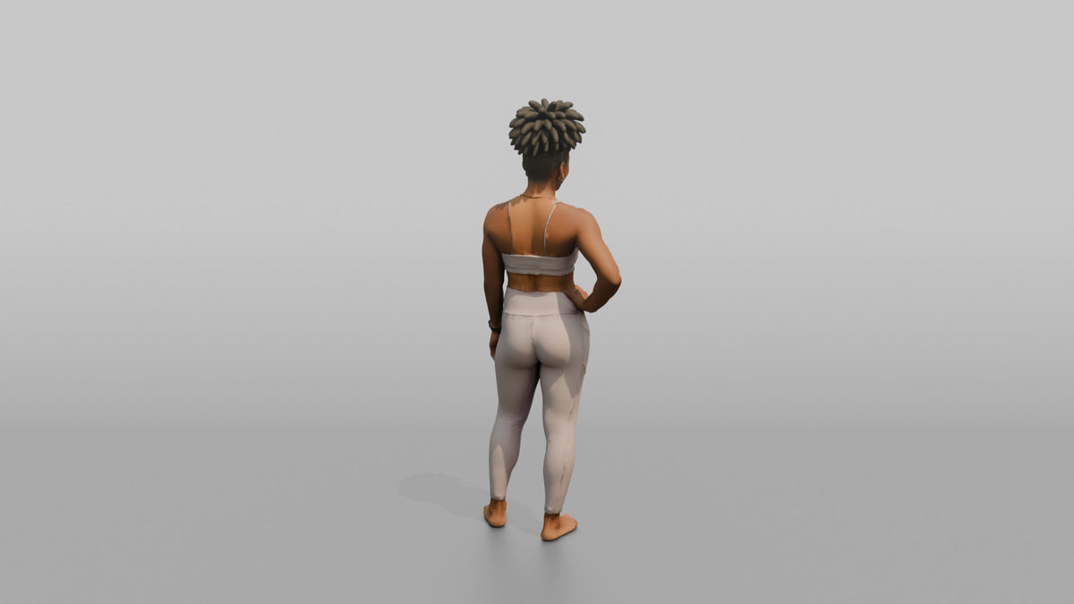 Fitness Influencer Woman Standing Confidently With One Hand On Hip - 3D character model, view 3