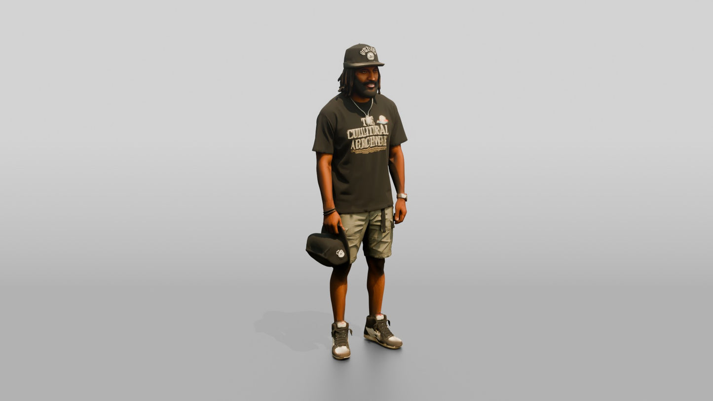 African-American Man in Heavyweight Graphic Tee