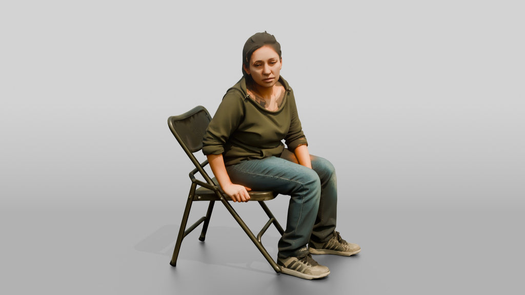 Homeless Woman Looking Off-balance and Sitting Heavily
