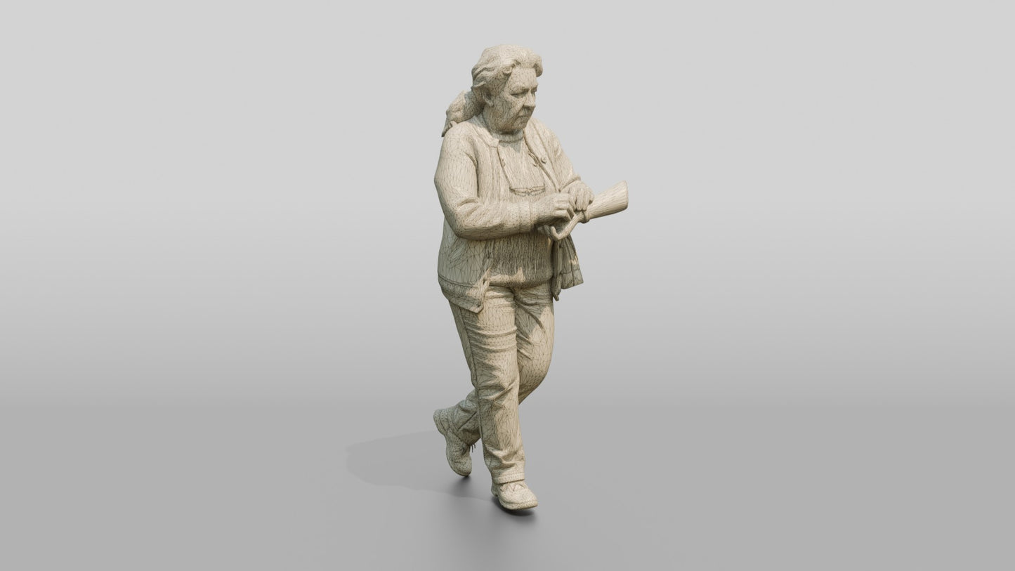 Elderly Norwegian Woman Checking on a Companion