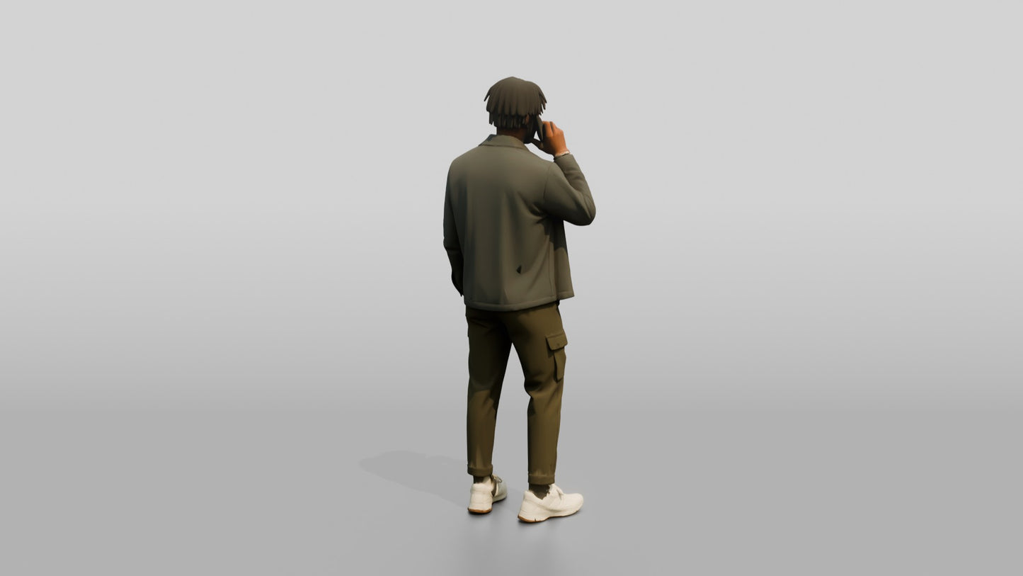 Man on the Phone in a Grey Jacket